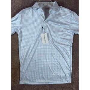 NWT Collars and Co Mens Performance Short Sleeve Polo Shirt Blue White Medium